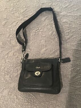Coach Black Pebbled Leather Crossbody Bag with Hang Tag and Turnlock